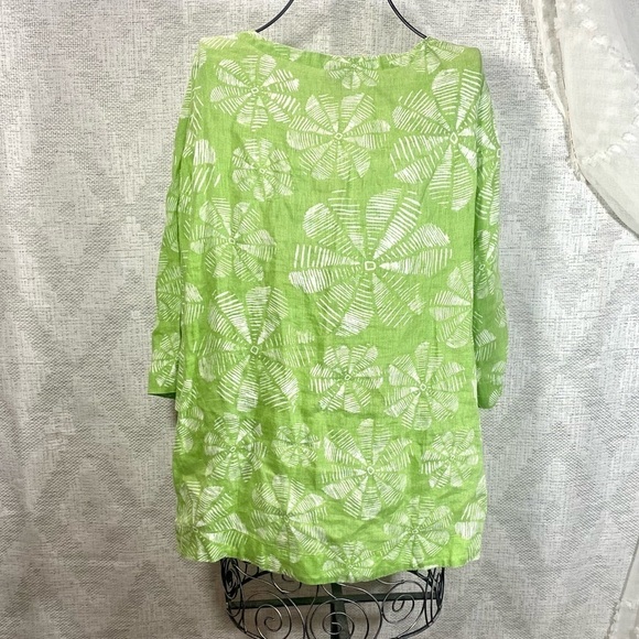 J. Jill green floral 3/4 sleeve linen tunic size S - Picture 6 of 6